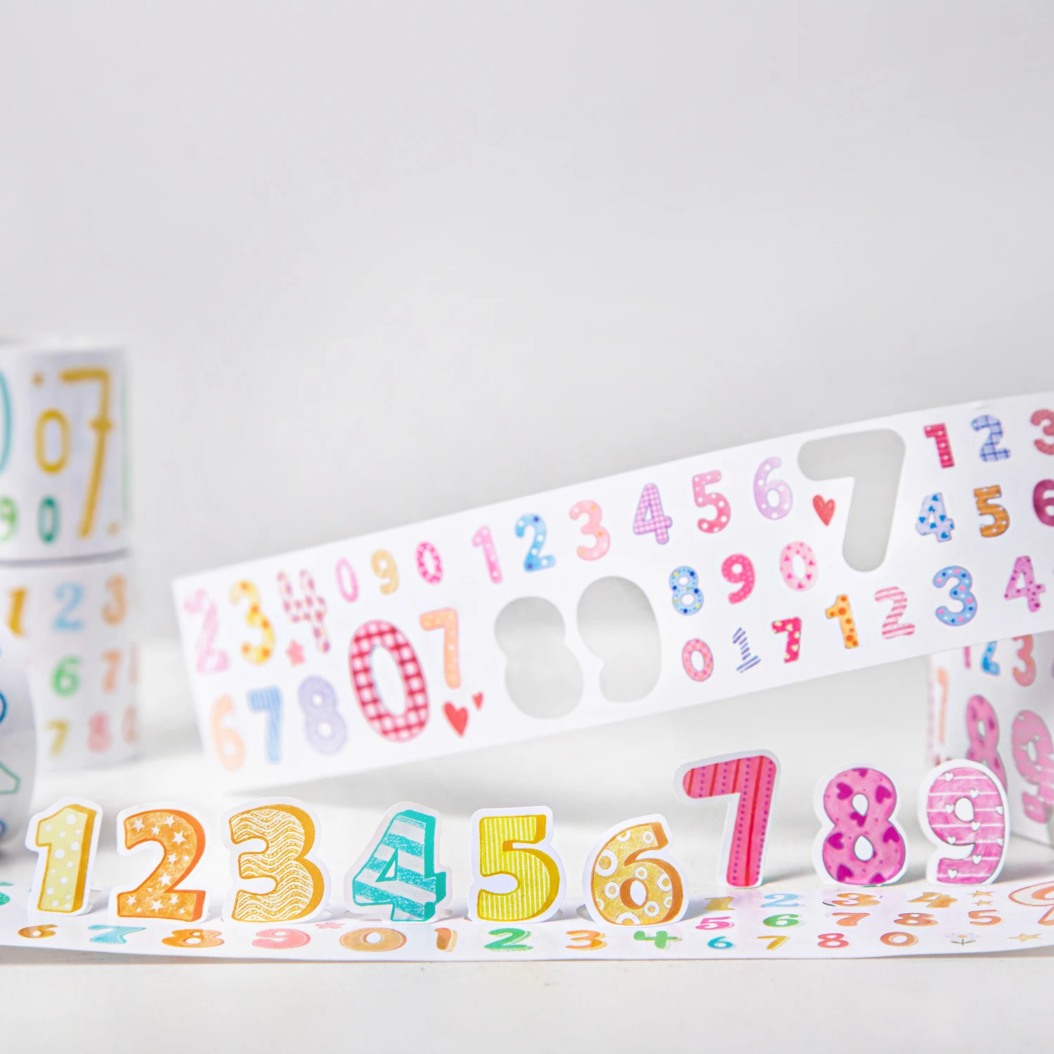 다양한 숫자 시리즈 화려한 그림 풍경 PET 테이프 창의적인 DIY 저널 재료 콜라주 스크랩북킹 문구류