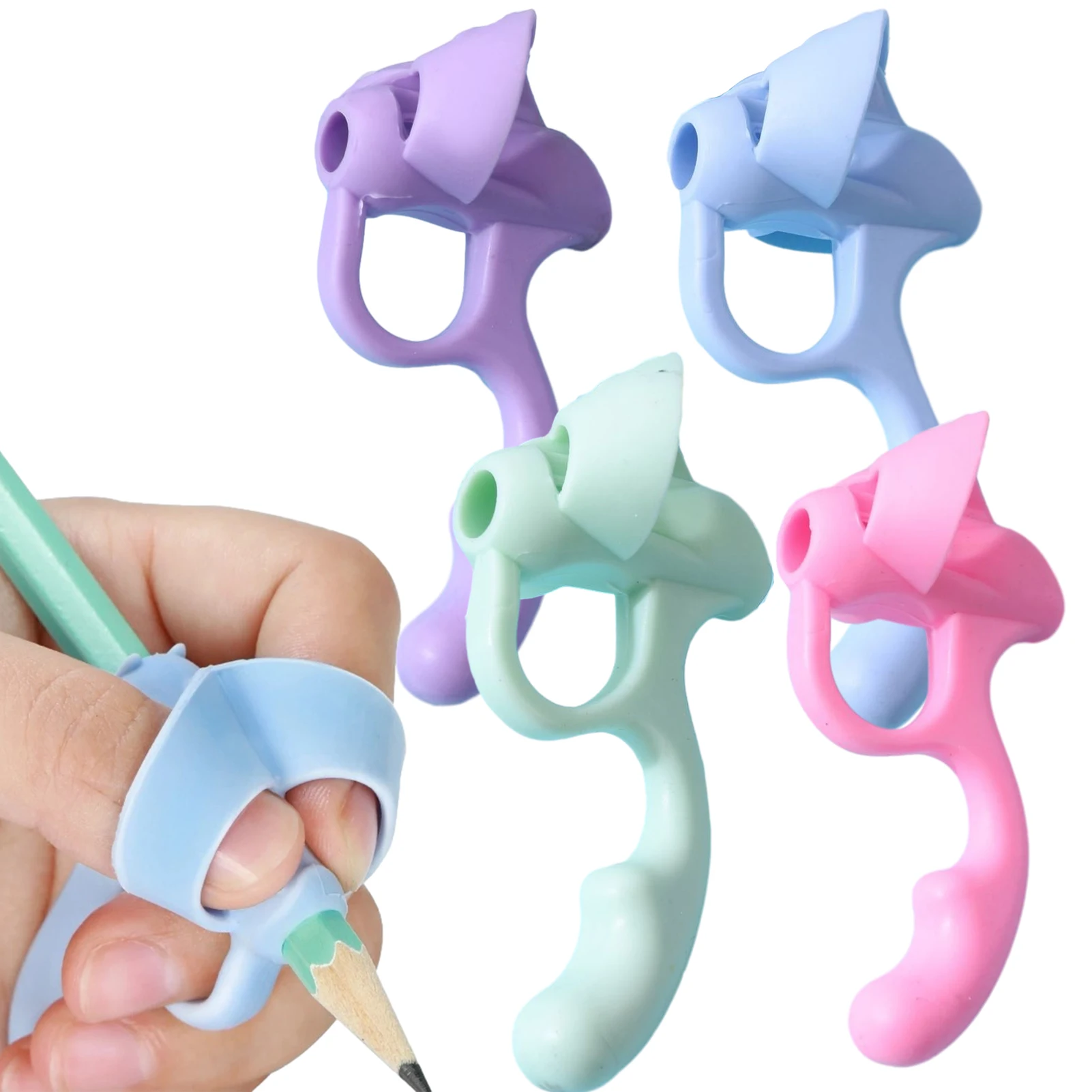 유치원 교실 자세 교정 학교 부드러운 손가락 연필 그립, 손으로 쓰는 학생용 실용적인 연필 그립, 가정용 4 개