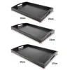 Wooden Pallet Serving Tray Large Black Wood Rectangle Food Tray Breakfast with Handles Kitchen Storage Tea Tray 6