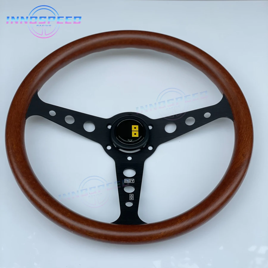 パーツ ALL WOOD Steering Wheel 14inch JDM Wood Steering Wheel Unversal Karting Sport Wooden
