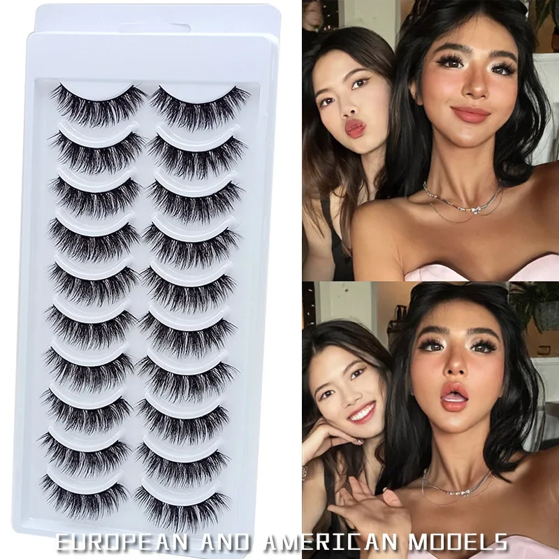 

3D stereo 10 pairs of false eyelashes, multi-layer natural curl cross eyelashes fashion fashion false eyelashes