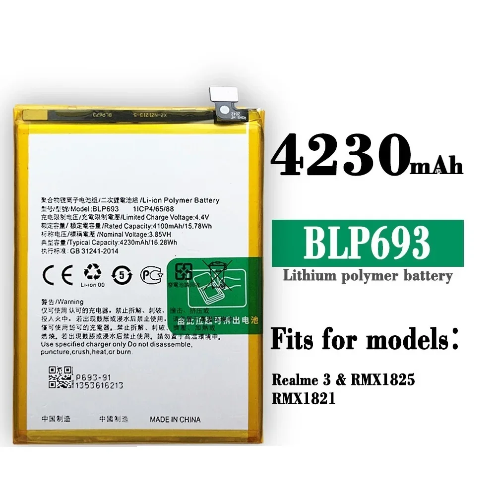 Новинка 4230mAh BLP693 мобильный телефон аккумулятор для Oppo Realme 3 3i RMX1825 RMX1821 RMX1827