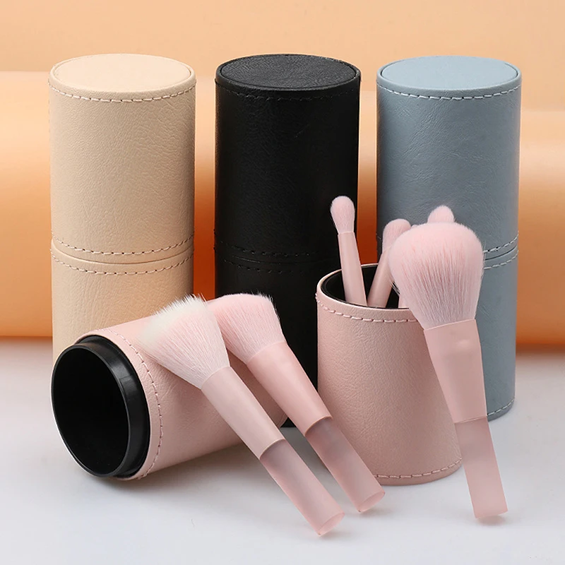 1pc Portable Makeup Brush Holder Travel Makeup Brush Case Makeup Brush Storage Bucket With Lid 14*5.7cm 2