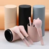 1pc Portable Makeup Brush Holder Travel Makeup Brush Case Makeup Brush Storage Bucket With Lid 14*5.7cm 2