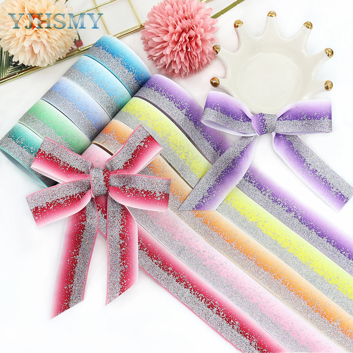 Pink and White Ribbon, Christmas 1 inch Striped Grosgrain Ribbon for DIY Hairbows Gift Wrapping Wedding Party Craft Baby Shower Decoration 25 Yards