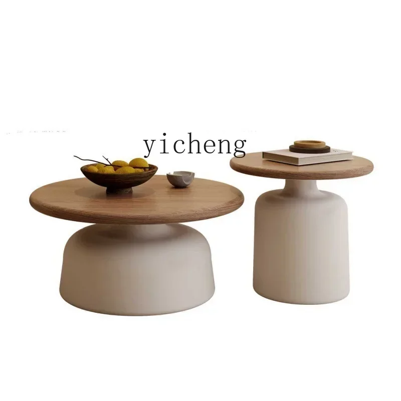 

ZC Solid Wood Coffee Table Living Room Home Small Apartment Simple and Modern Coffee Table 2023 New round Tea Table