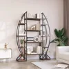 Large Oval Bookshelf, 70“ Tall Open 5 Tier Industrial Bookcases, Modern Etagere Bookcase Furniture, Wall Units for Living Room, 6