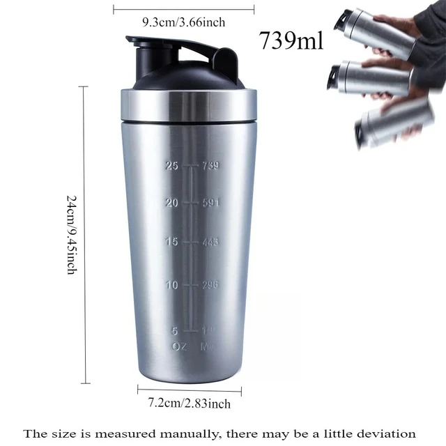 Premium 24oz Protein Shaker Bottle with Stainless Steel Mixing Ball 2