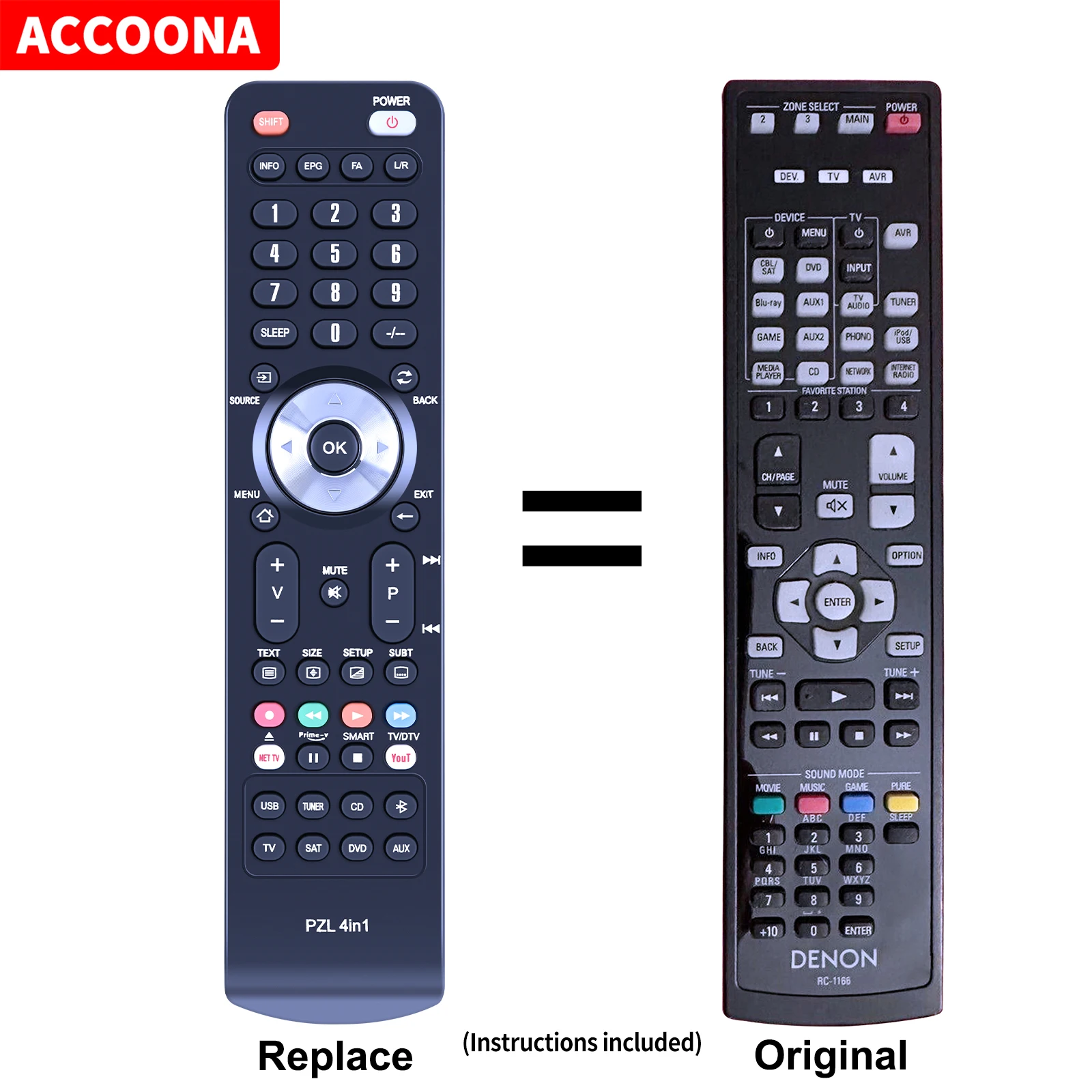 Rc-1166 Telecomando Per Ricevitore Home Theater Denon Av Avr3313Ci