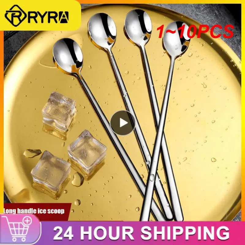 Stainless Steel Spoon Tea Spoon 1-10PCS 304 Stainless Steel Coffee Spoon Ice Cream Dessert Tea Stirring Spoon