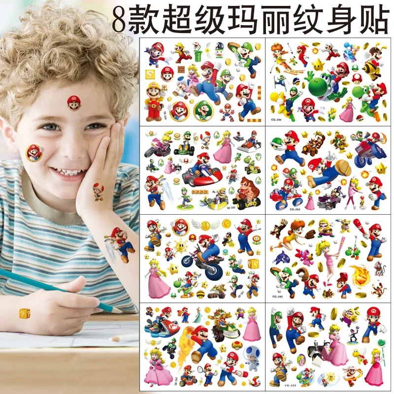 

Super Mario Cartoon Tattoo Stickers Arm Leg Face Transfer Stickers Classic Fashionable Cute Accessories Kids X-mas Party Gifts