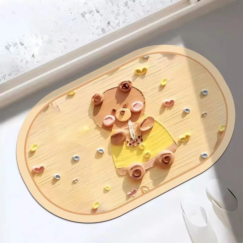 

Carpet bathroom anti-skid mat, bedroom absorbent foot mat