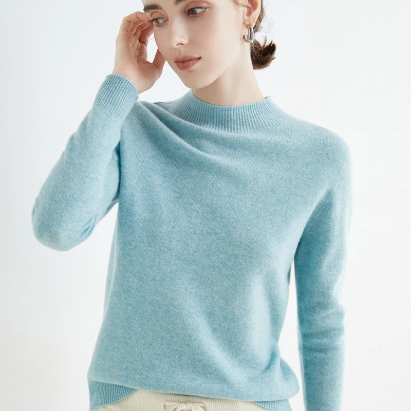 100% Merino Wool Cashmere Sweater Women Knitted Sweater Turtleneck Long Sleeve Pullovers Autumn Winter Clothing Warm Jumper Tops 5