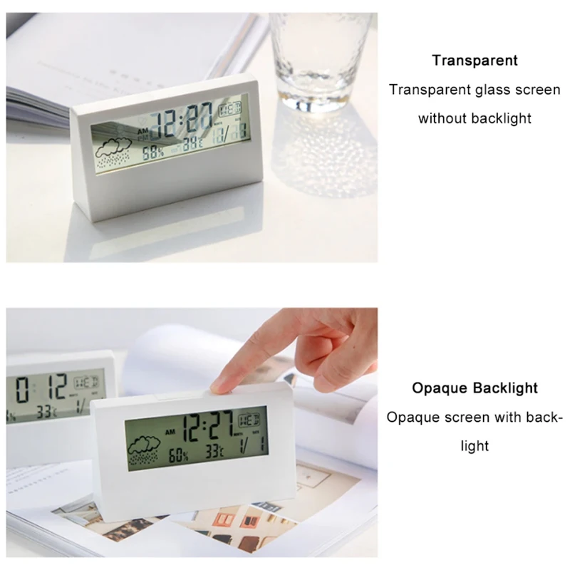 Thermometer Hygrometer LED Thermometer Thermo-Hygrometer Multifunction Electronic Temperature Humidity Meter Weather Station for Home With Alarm Clock