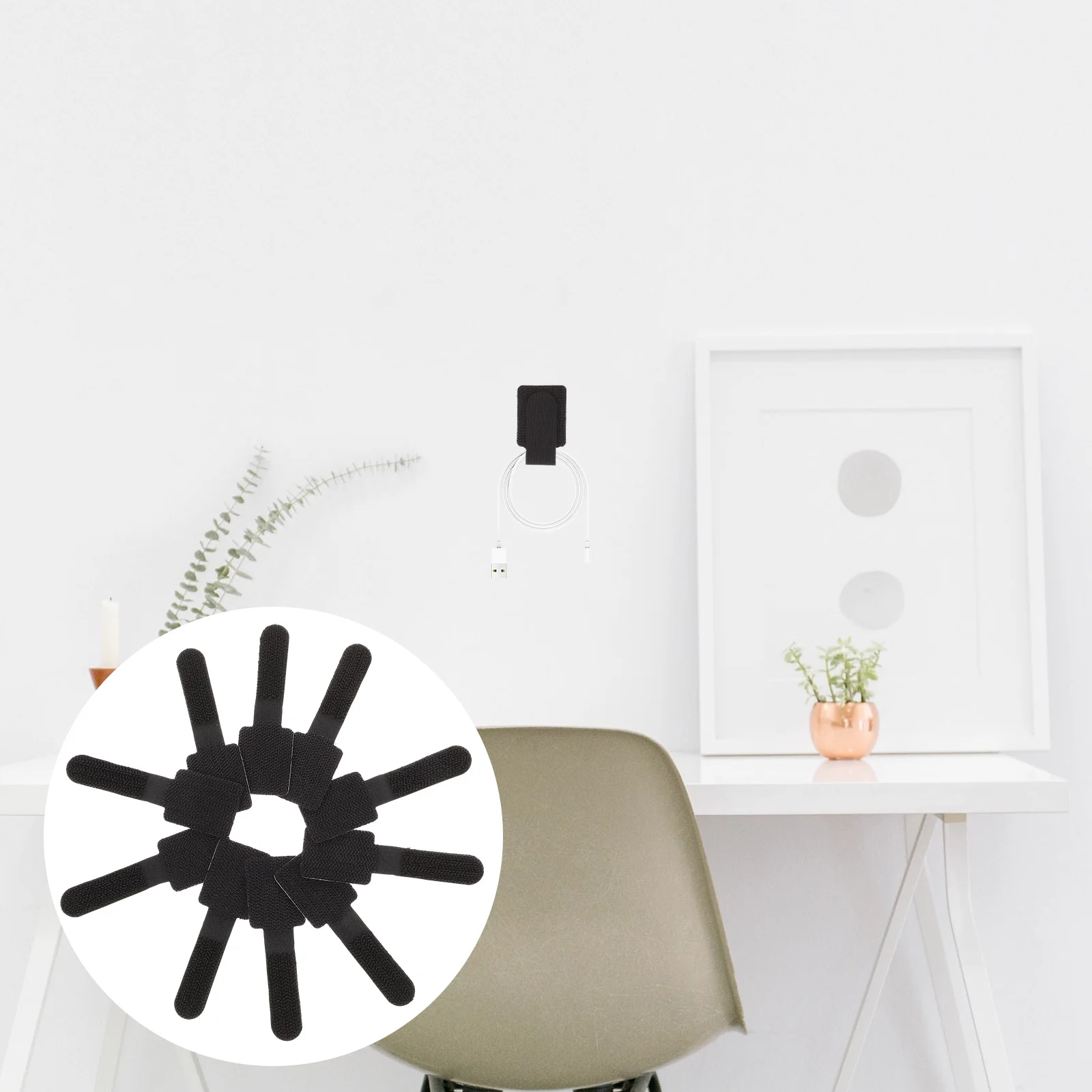 

40 Pcs Data Cable Organizer Wire Reusable Organizers Management Straps Cord Fixing Storage Ties Polyester Back Adhesive Self