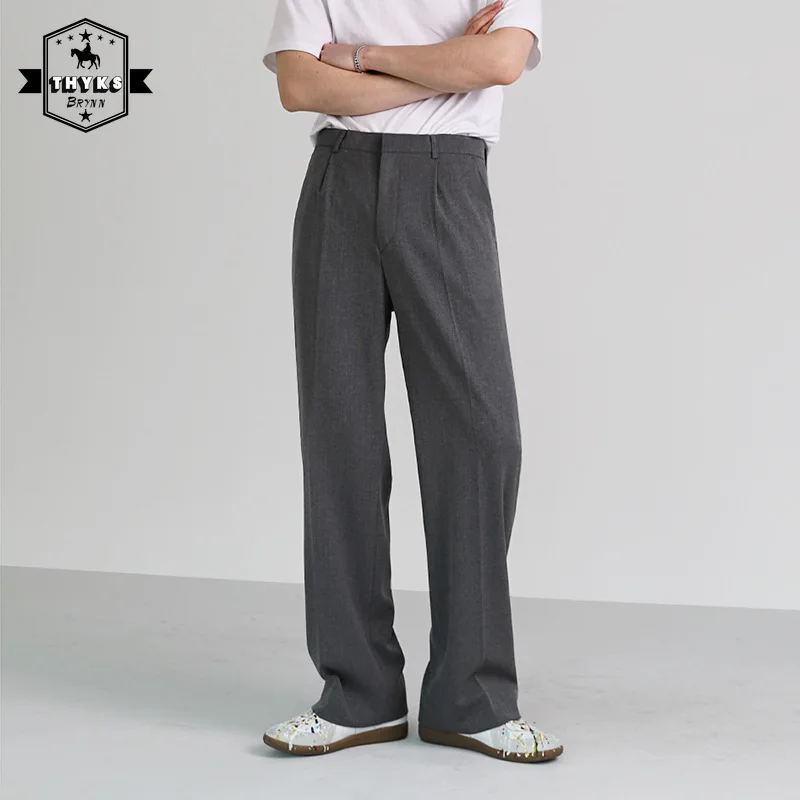 

Summer Thin Oversize Suit Pants Mens Korean Fashion Casual Solid Color Cotton Trousers Male Harajuku Loose Simple Straight Pants