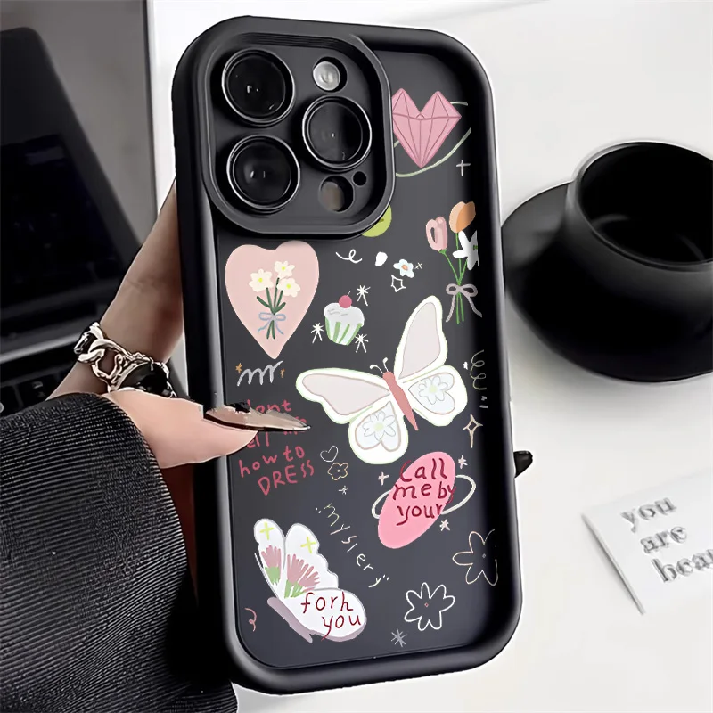 Bonita funda para teléfono para iPhone 15, funda para iPhone 11, 13, 12, 14, 16 Pro Max, XR, XS, 7, 8 Plus, SE, a prueba de golpes, con lazo de cereza