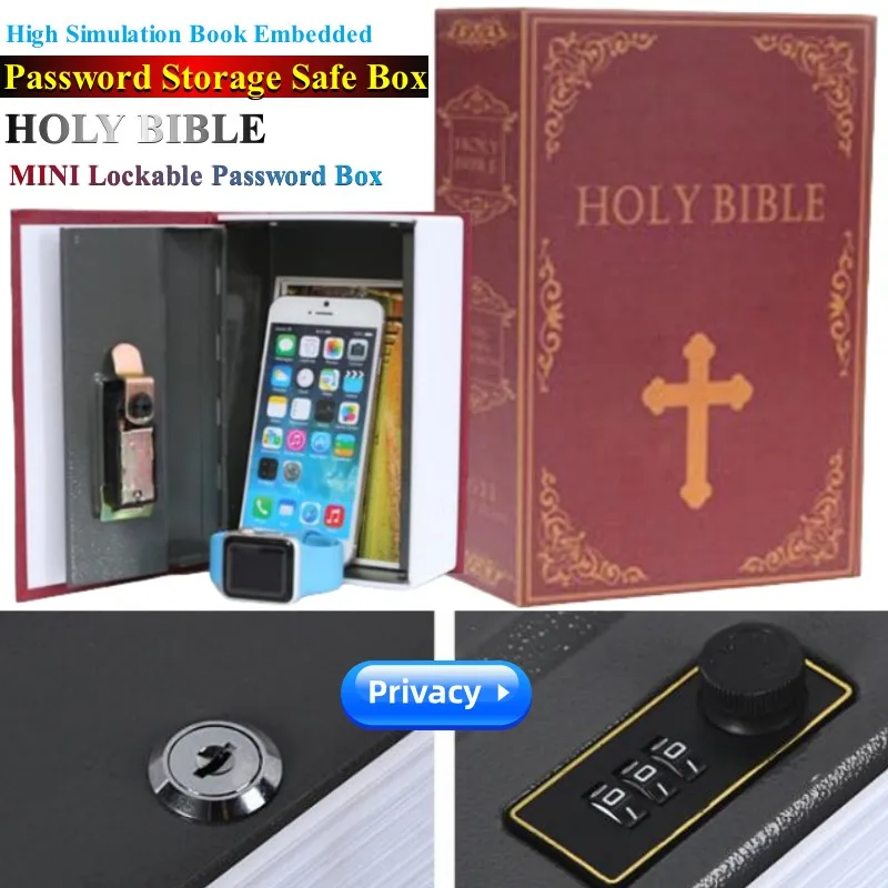 

Children Gift Bible Dictionary Mini Safe Box Book Hidden Secret Key Lock Coin Bank Card Private Diary Storage Password Locker