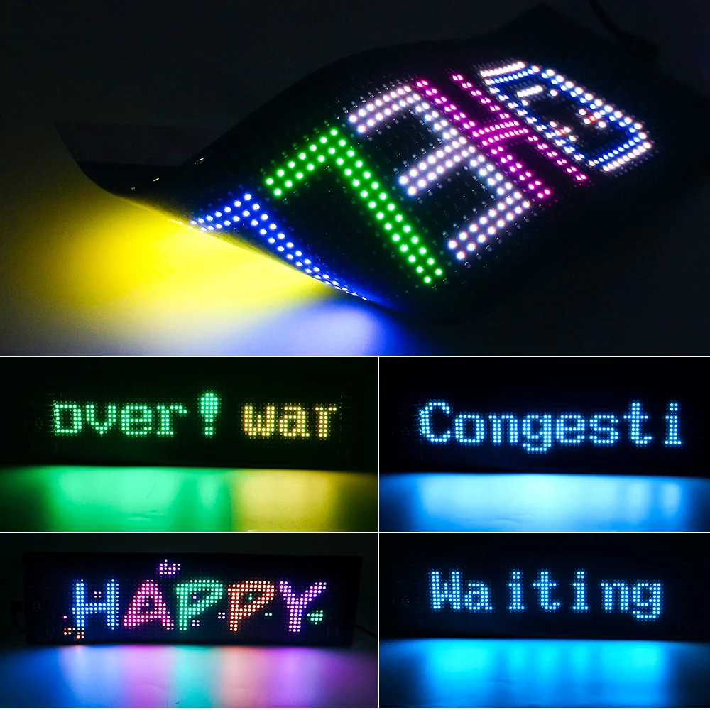 스크롤링 광고 LED 사인 앱 제어, 블루투스, 사용자 정의 가능, RGB, USB, DIY 디스플레이, 텍스트 패턴, 애니메이션 프로그래밍 가능, 자동차 5V