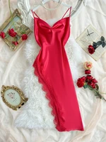 Sexy lace patchwork pajamas comfortable and casual long and comfortable women's nightgown - Image 6