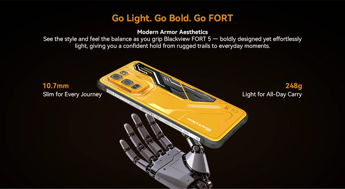 Blackview FORT 5 The Lightest 108MP Rugged Lmaging Flagship Android 16 36GB(12+24)+256GB 6.78" HD+ IPS 5000mAh NFC 33W