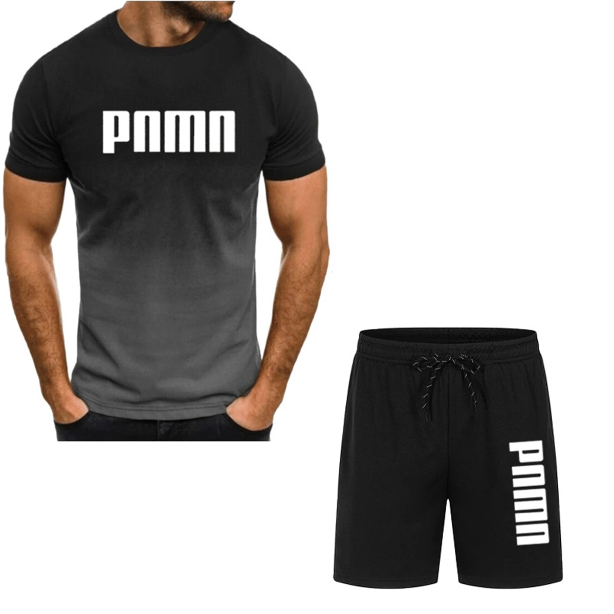 Fashionable men's sportswear short-sleeved T-shirt summer wear shorts summer casual jogging suit men's two-piece set