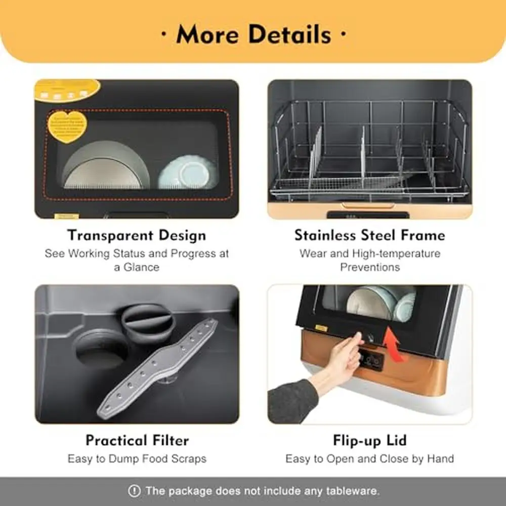 Portable Countertop Dishwasher with Large Capacity and 3 Washing Programs 5