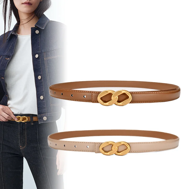 Unisex Oval Stitching Waist Belt With Large Round Alloy Buckle Imitation Leather main image 0