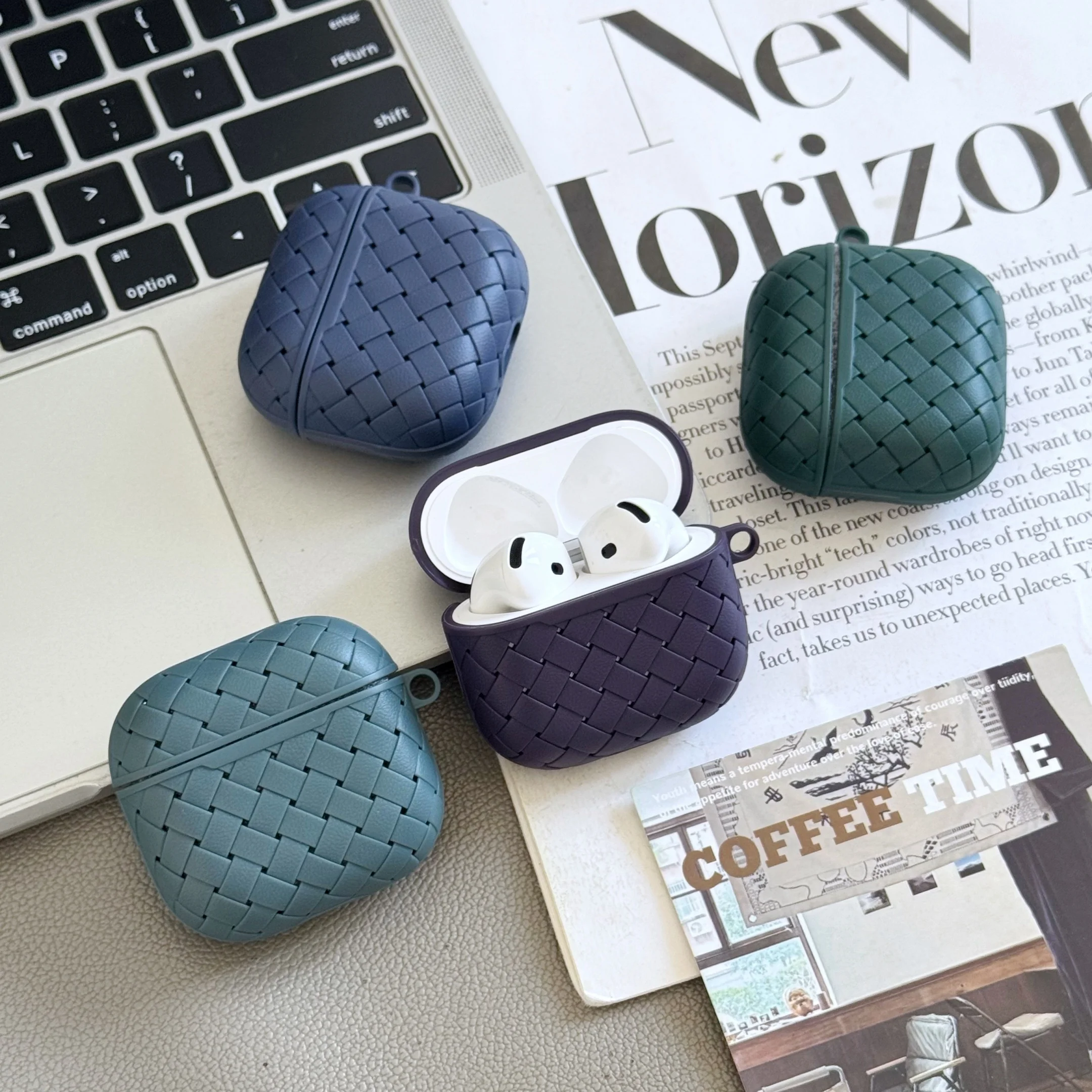 Woven Texture Soft TPU Shockproof Earphone Case Cover