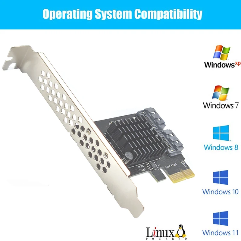 SSD Adapter Card SATA PCI E Adapter 2 Port SATA 3.0 to PCIe X1 Expansion Adapter Card 3 PCI-e PCI Express Converter ASM1061