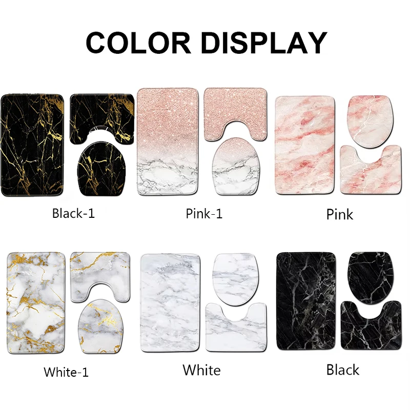 Toilet Mat 3 Piece Flannel Carpet Bathroom Floor Pat Mat Foot Toilet Seat Cover Non-slip Absorbent Quick Drying Thick Bath