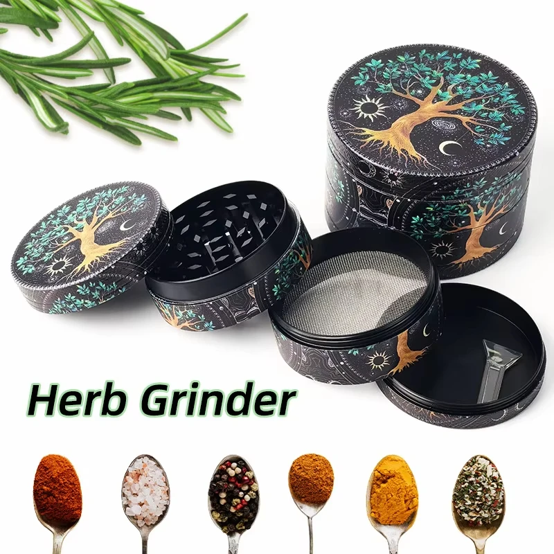 Premium 4-Layer Zinc Alloy Herb Grinder with Sharp Diamond Teeth