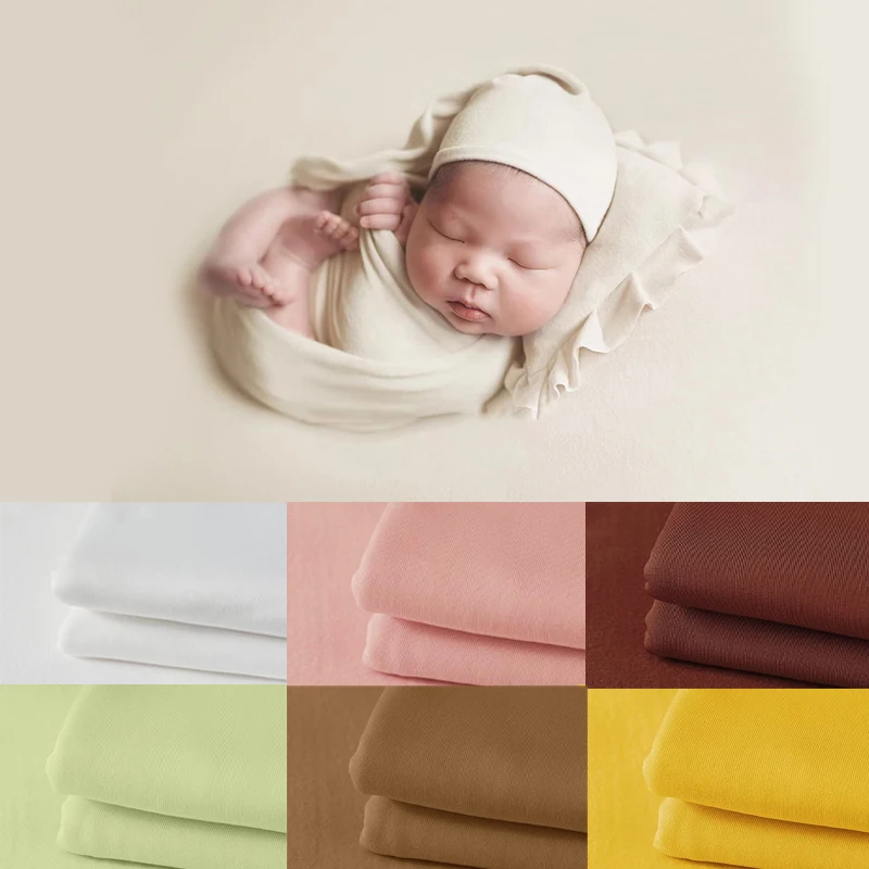 

Newborn Photography Stretch Wrap 0-1 Month Baby Solid Color Soft Swaddle Blanket Props Studio Photo Shoot Background Accessories