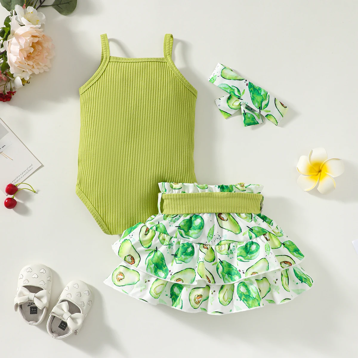 Baby Girl Floral Jumpsuit & Skirt Set 5