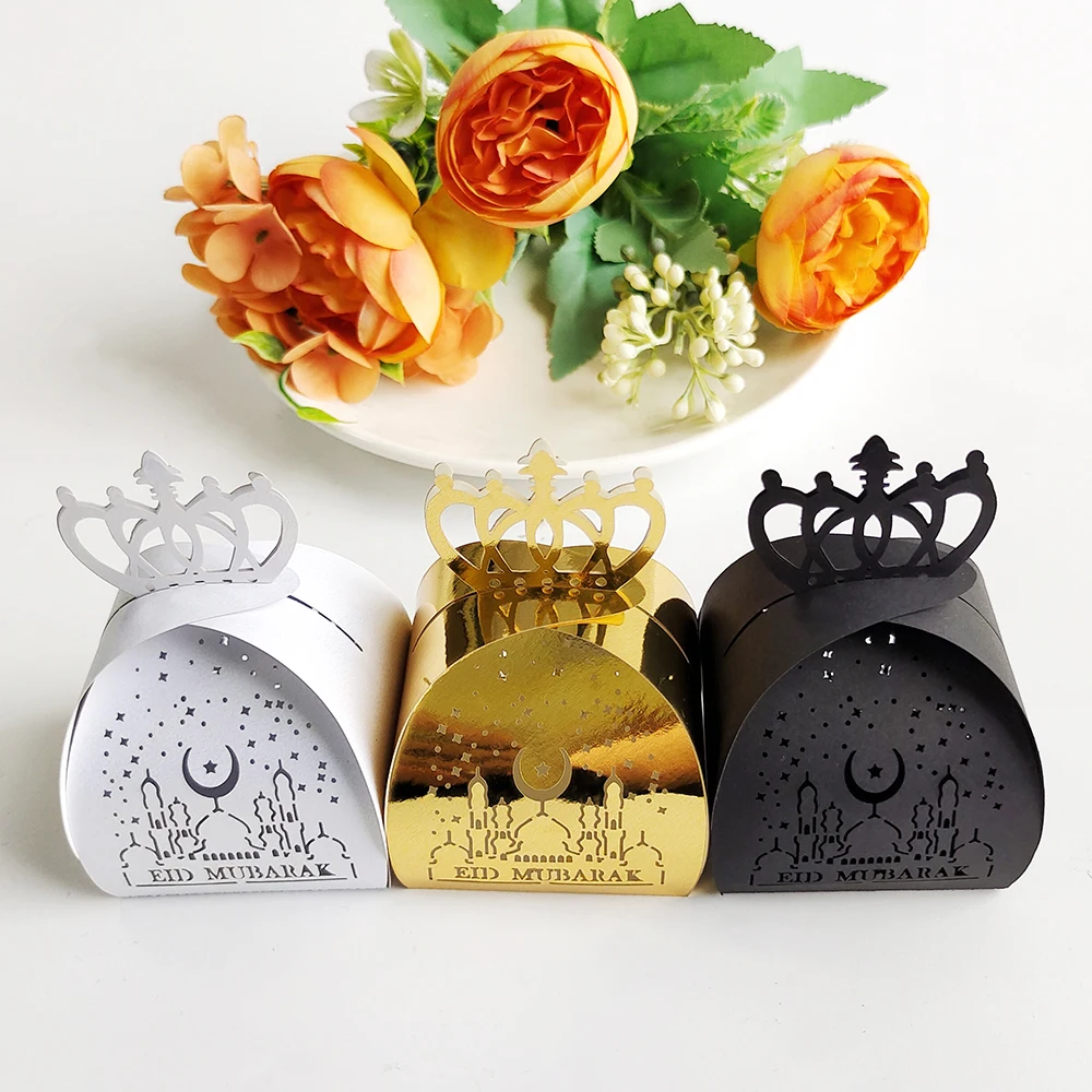 10 Stück Ramadan Geschenkbox Eid Mubarak Süßigkeitenbox Gold Weiß Eid-Verpackung für Geschenke Ramadan-Dekoration 2027 Muslimische Islamische Feier – Detail 8