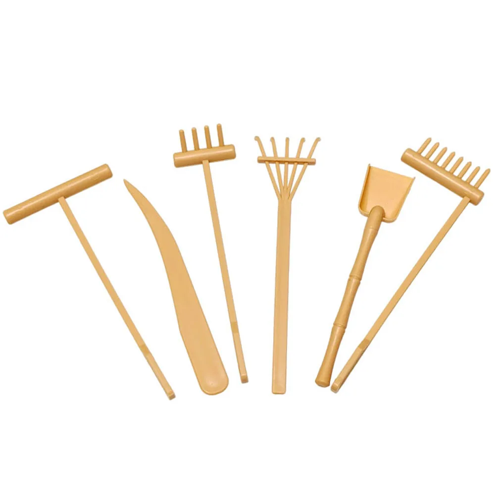 Zen Sand Garden Rake Set: Desktop Meditation and Stress Relief Decor with Shovel & Rakes (6-Piece)