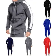 

2PCS Men Gym Sports Wear Tracksuit Solid Color Autumn And Winter Hoodie Sweat Suit Hooded Joggers Fashionable All-match Pants