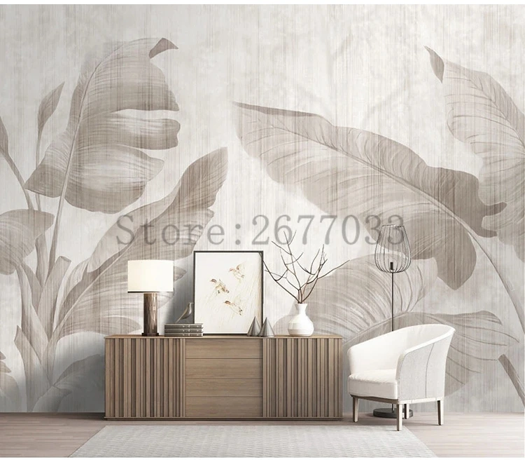 papel de parede mural retro estilo nórdico planta grão madeira sala estar quarto fundo tv papéis