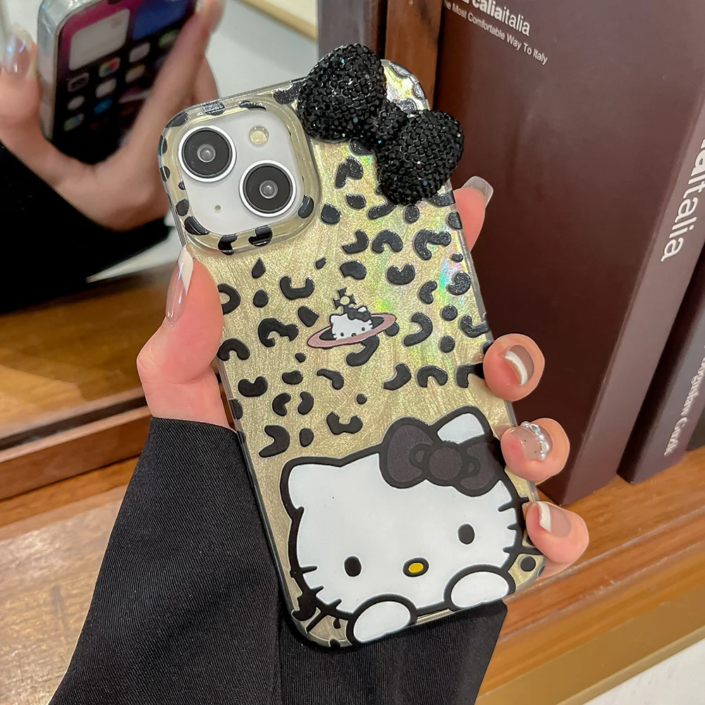 Dazzling 3D Diamond Bow Kitty Laser Lustre Lining Phone Case