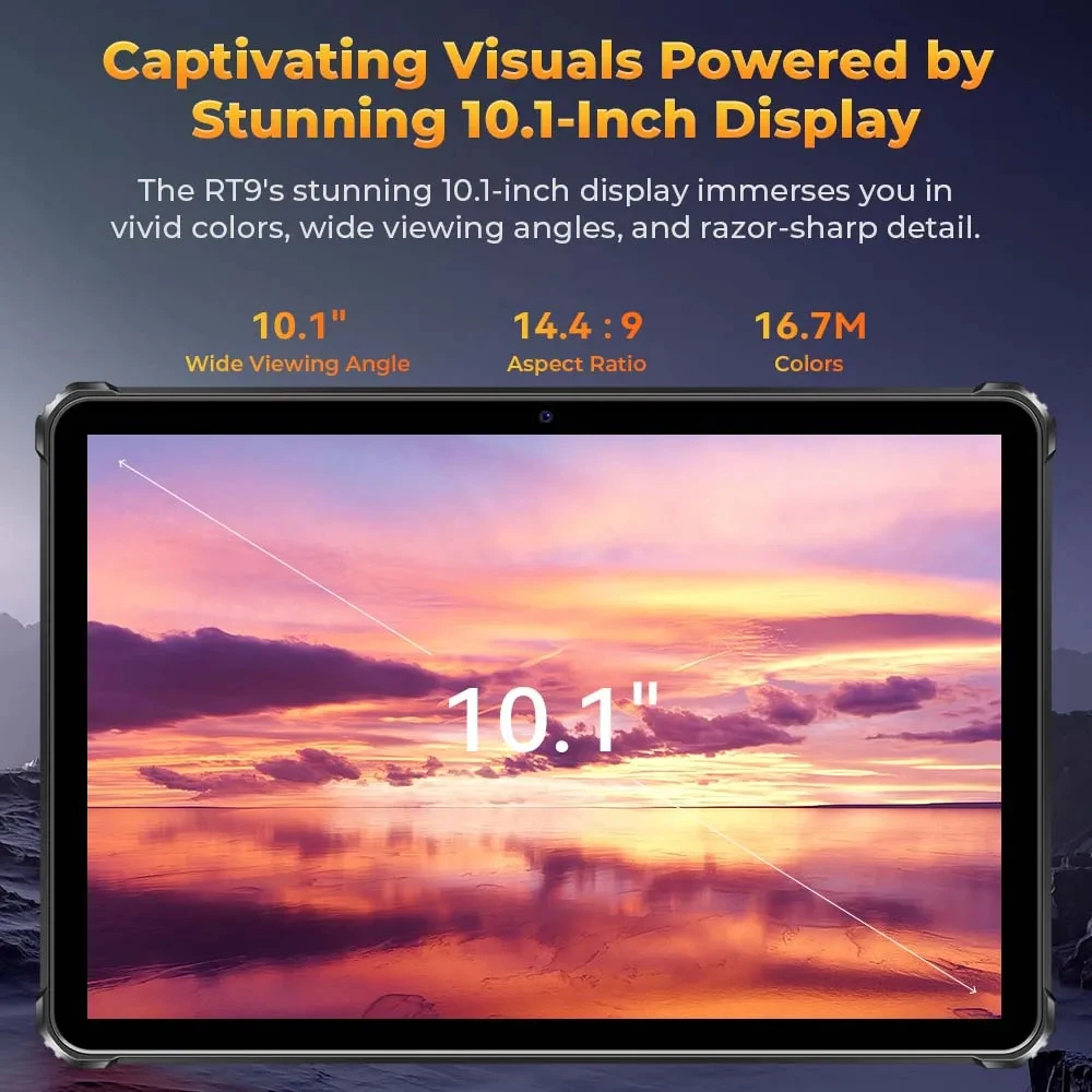 Oukitel RT9 4G Rugged Tablet 10.1" HD Display 24GB RAM 256GB Waterproof Tablet 11000mAh Battery Android 14.0 Tablet PC 3