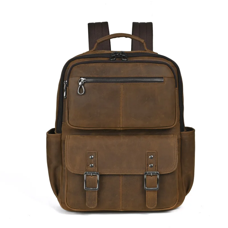 Vintage Crazy Horse Leather Backpack Casual Daypack