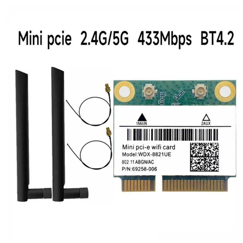 새로운 RTL8821CE 433Mbps Wi-Fi + BT4.2 802.11AC 듀얼 밴드 2.4G/5GHz 미니 PCIe WiFi 카드 무선 네트워크 카드 지원 노트북/PC Win10