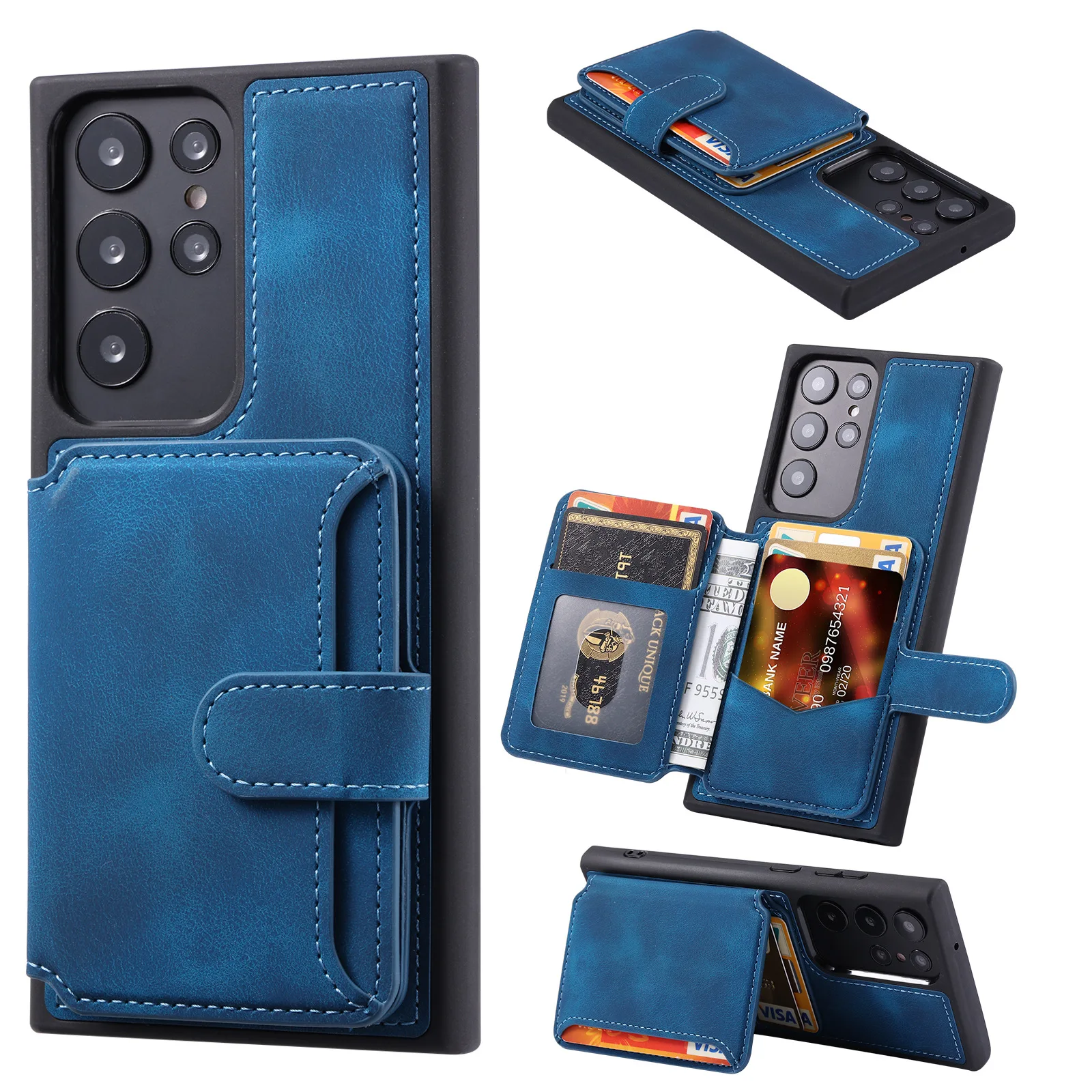 Business Leather Wallet Rfid Card Holder Solt Phone Case For Samsung Galaxy S22 Plus S23 Ultra S23Fe Shockproof Slim Flip Cover