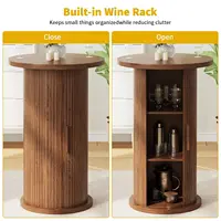 36" Round Bar Table with Fluted Base & Hidden Storage for Small Kitchen Pub Bistro Living Room, Walnut, Customized 5