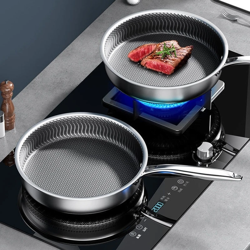 

Stainless Steel Gas Induction Cooker Skillet Nonstick Frying Pan Steak Egg Pancake Saucepan Panelas Cooking Kitchen Supplies