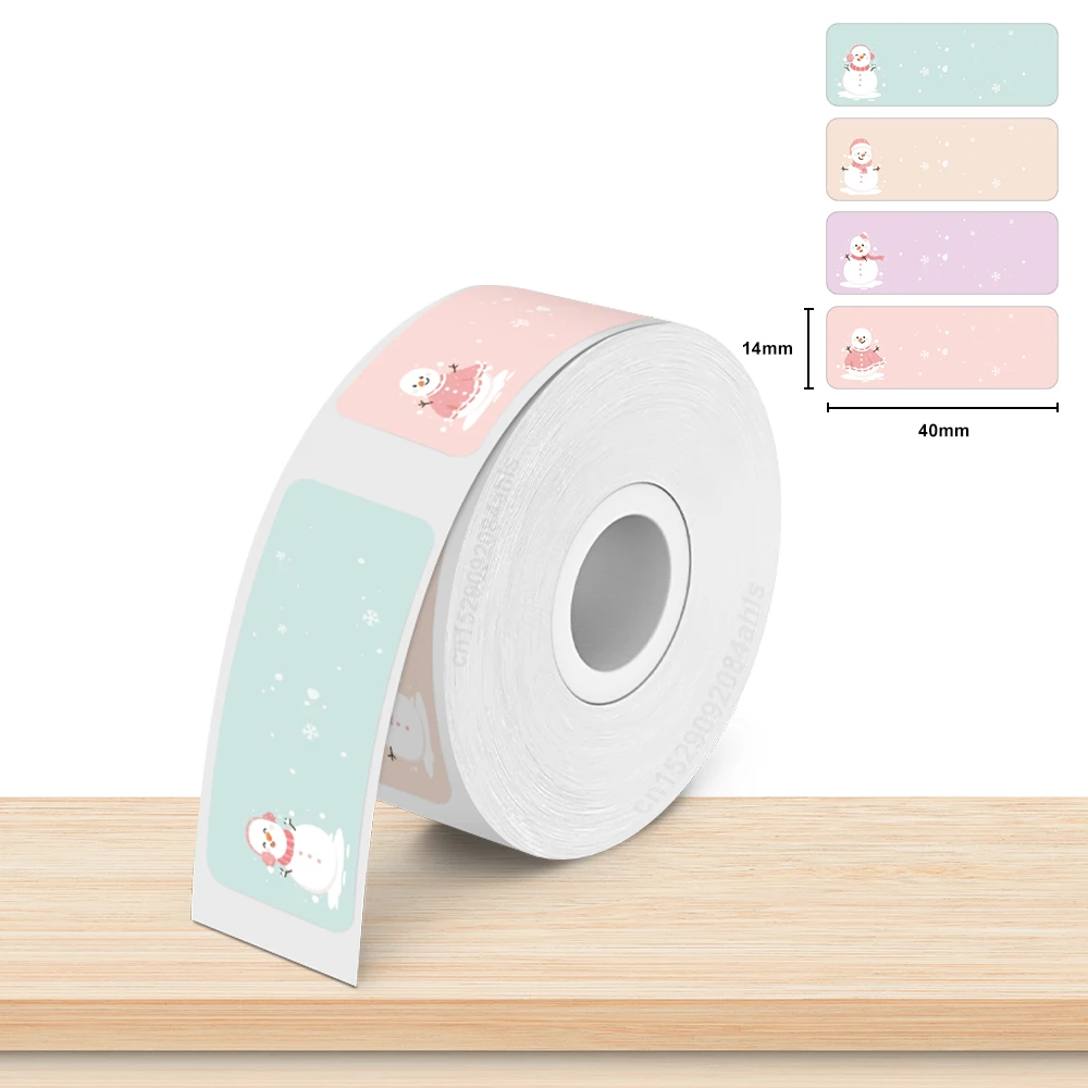 White Adhesive Label Paper Roll with Transparent Tape - Multiple Sizes