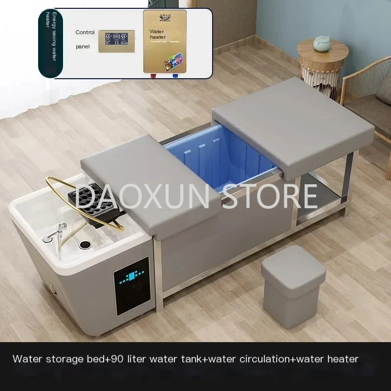 Head Spa Hair Washing Bed Luxury Makeup Lounge Fumigation Water Tank Shampoo Chair Salon Lettino Massaggio Furniture MQ50SC