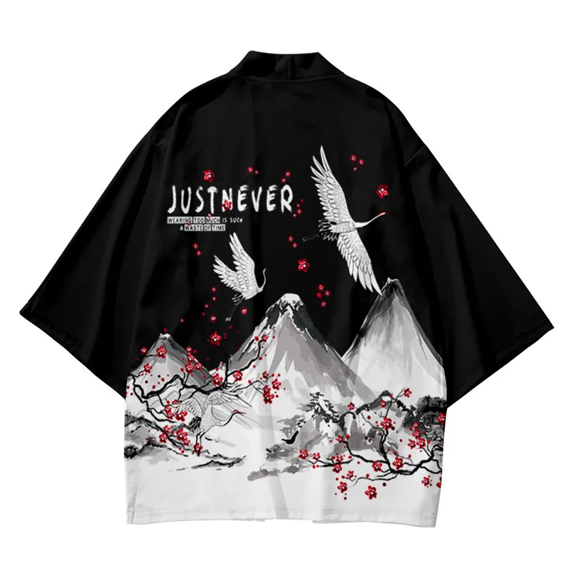 Flower Print Kimono Yukata Men Women Cardigan Loose Blouse Haori Asian Anime Clothes Harajuku Japanese Kimono Shirt