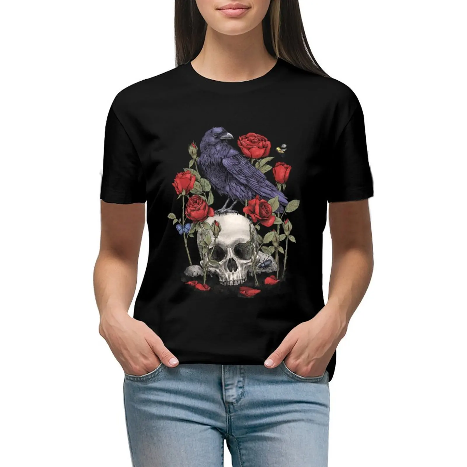 

Memento Mori T-Shirt summer tops blacks sports fans Womens clothing