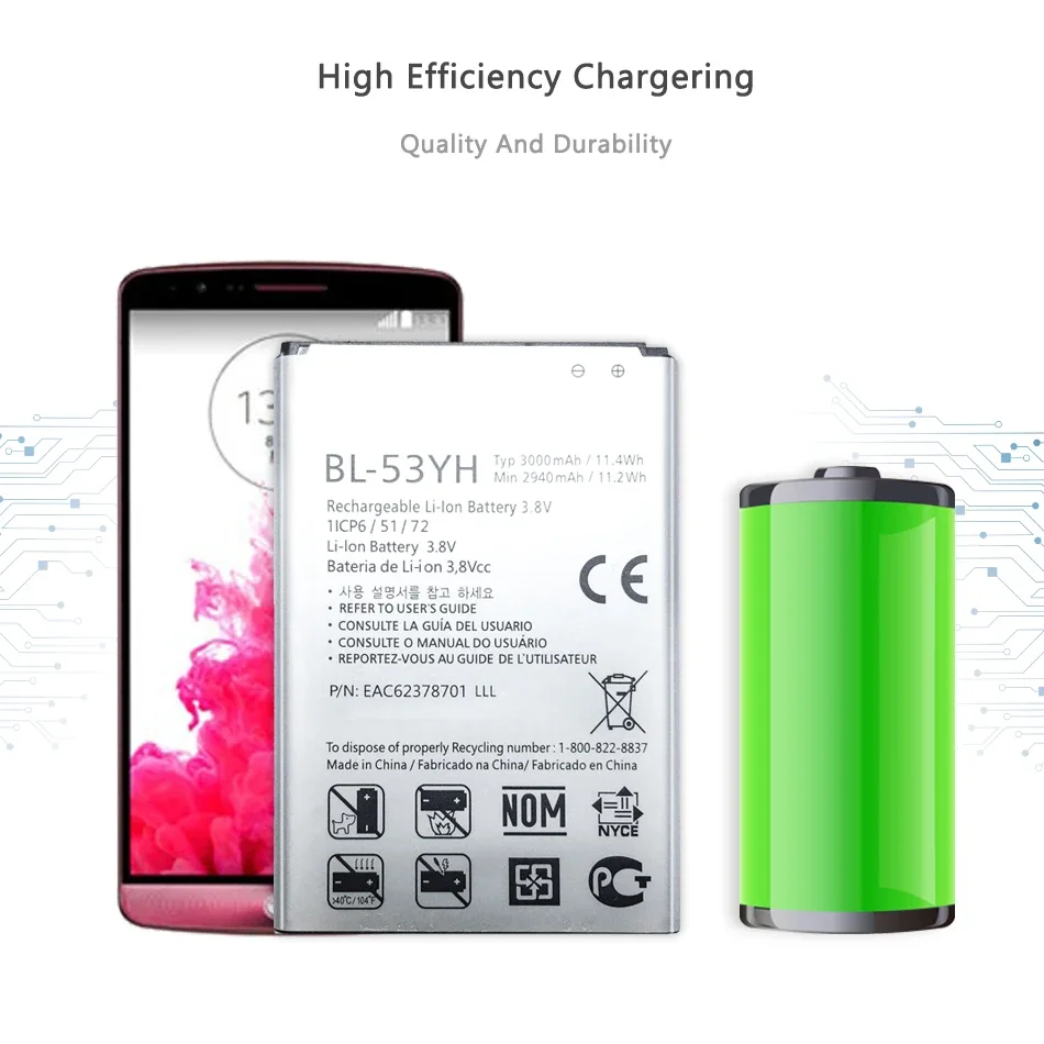 Nuova Batteria Bl-53Yh Bl53Yh Per Lg G3 D858 D855 D857 D859 D850 F400 F460 F470 F400L D830 D851 Vs985 Bl 53Yh Bateria